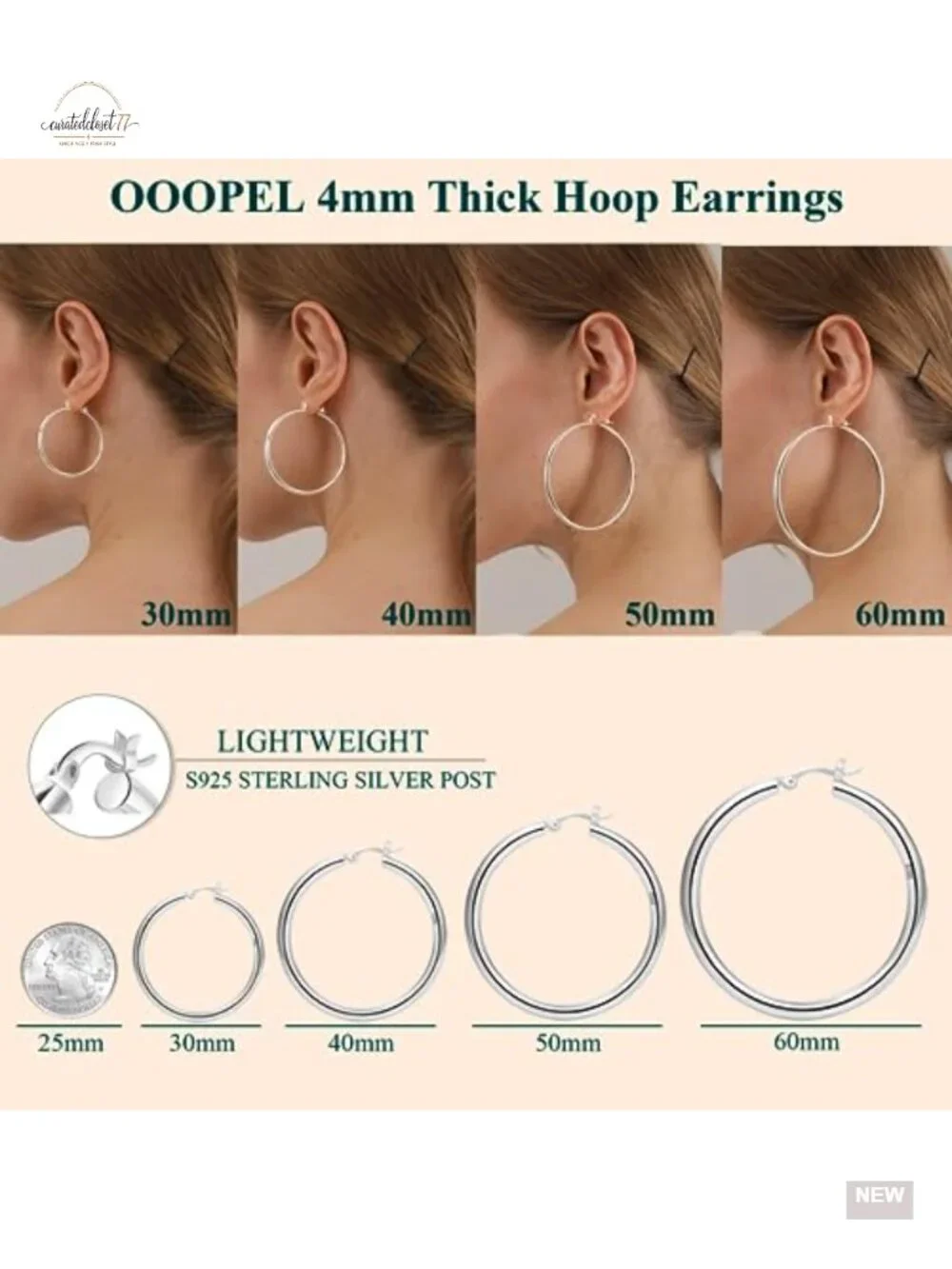 Thick Gold Chunky Hoop Earrings Sterling Silver Post Hypoallergenic Lightweight
